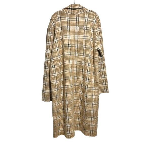 NWT Cyrus Womens Tan Beige Plaid Collared Size XL Long Sleeve Long Outwear Coat - Picture 3 of 10